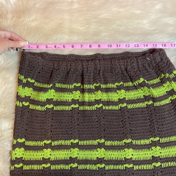 NWOT Free People Beach Donni Crochet Sweater Skirt Set Size L Color Brown/Green - Picture 7 of 16
